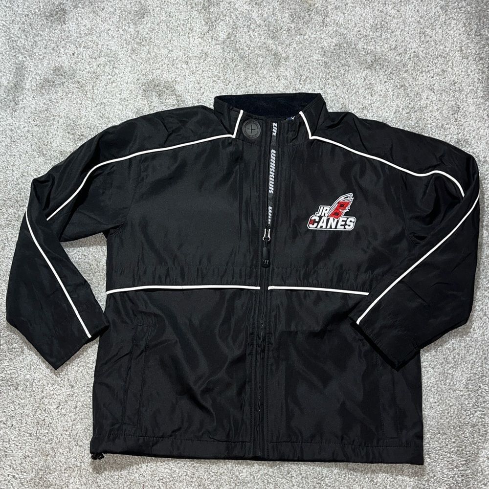 Black Carolina Junior Jr Hurricanes NHL Warm up Track Work Out Team Jacket S & M